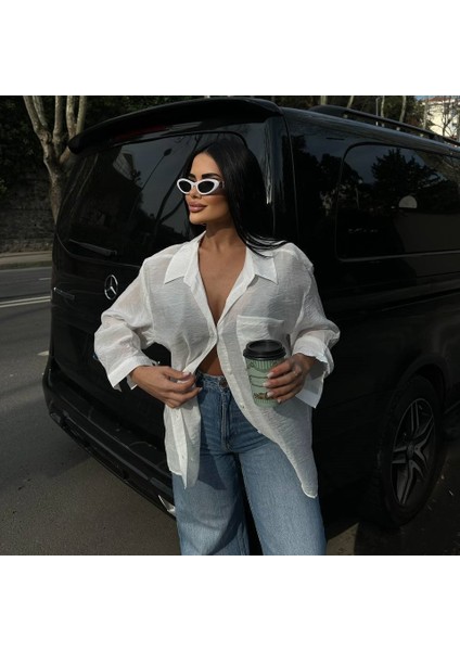 Ince Oversize Salaş Cepli Kadın Gömlek modelleri