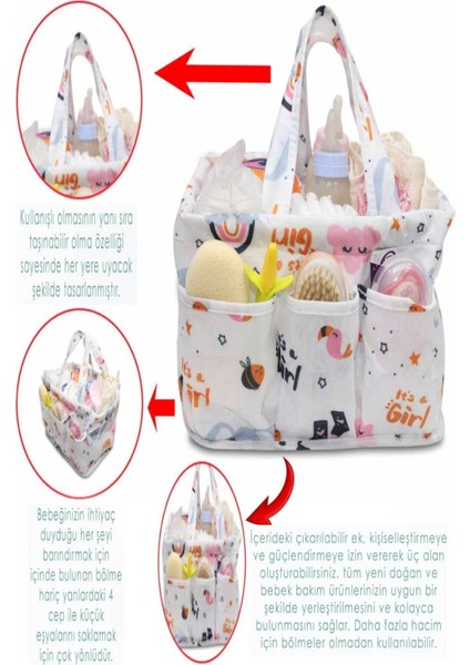 Beyaz Keçe Bebek Bakım Çantası Düzenleyici Organizer, Şık ve Kullanışlı Tasarım indirimleri