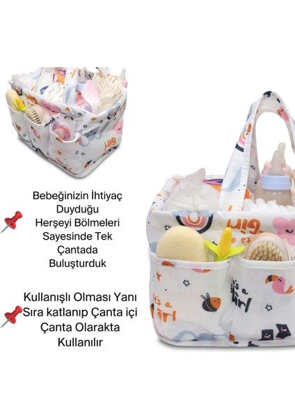 Beyaz Keçe Bebek Bakım Çantası Düzenleyici Organizer, Şık ve Kullanışlı Tasarım