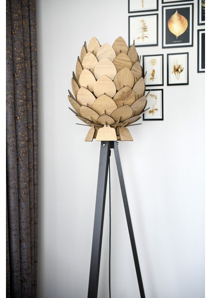 Ahşap Kozalak Lambader, Dekoratif, Modena, Koyu Kahve Ayak, Şık ve Doğal Tasarım fiyatları