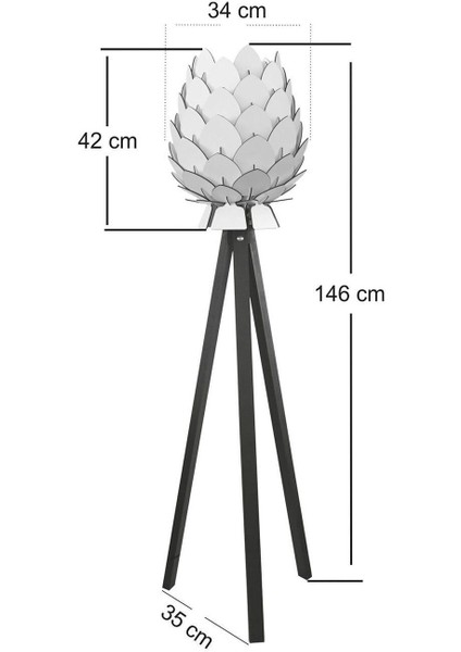 Ahşap Kozalak Lambader, Dekoratif, Modena, Koyu Kahve Ayak, Şık ve Doğal Tasarım fırsatları
