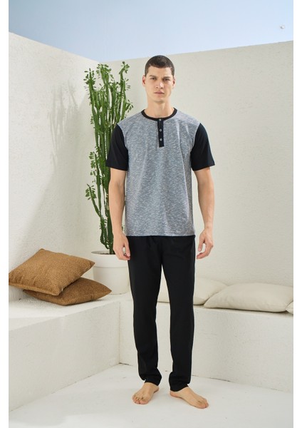 Battal Midi Yaka Pijama Takımı 2205
