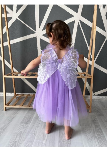 Kız Bebek Çocuk Kanatlı Doğum Günü Parti Düğün Özel Gün Tüllü Tütü Astarlı Prenses Elbise modelleri