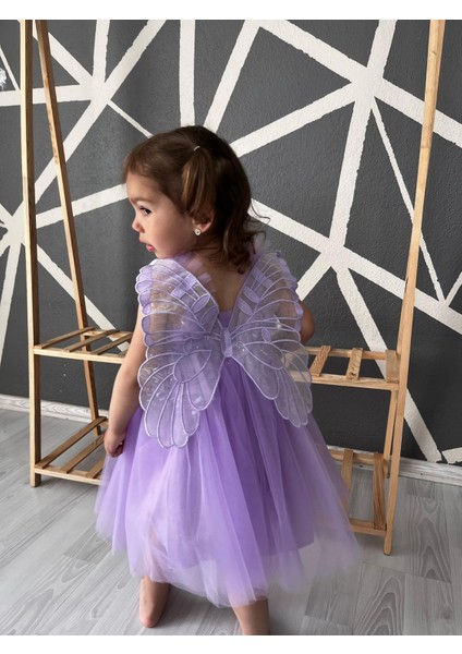 Kız Bebek Çocuk Kanatlı Doğum Günü Parti Düğün Özel Gün Tüllü Tütü Astarlı Prenses Elbise fırsatları