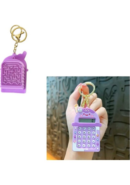 Mini 8 Haneli Hesap Makineli Labirent Oyunlu Karikatür Anahtarlık (1 Adet) (Ebat:7,3 cm x 4,8 Cm)