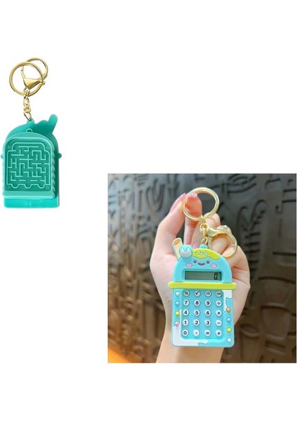 Mini 8 Haneli Hesap Makineli Labirent Oyunlu Karikatür Anahtarlık (1 Adet) (Ebat:7,3 cm x 4,8 Cm)