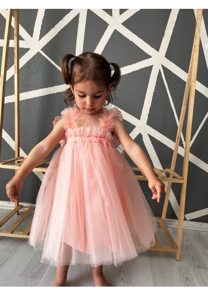 Kız Bebek Çocuk Kanatlı Doğum Günü Parti Düğün Özel Gün Tüllü Tütü Astarlı Prenses Elbise fırsatları