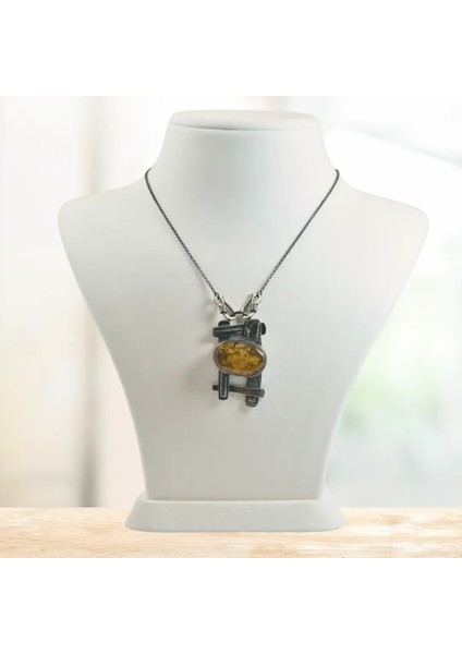 Damla Kehribar Taşı Gümüş Kolye (Özel Seri)