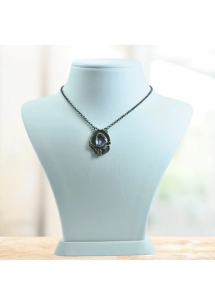 Ametist ve Yakut Taşı Gümüş Kolye (Özel Seri)