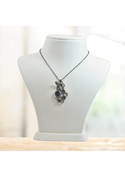 Etiyopya Opal Taşı Gümüş Kolye Arı Figürlü (Özel Seri)