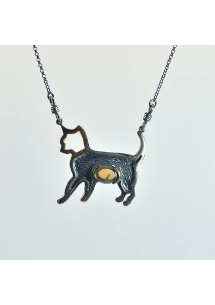 Opal Taşı Gümüş Kolye Kedi Figürlü (Özel Seri) fiyatları