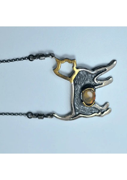 Opal Taşı Gümüş Kolye Kedi Figürlü (Özel Seri) modelleri