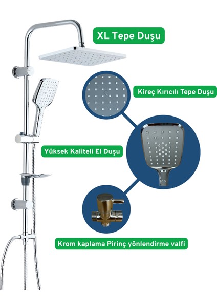 Harmoni Paslanmaz Krom Tepe Duş Seti 5 Yıl Garantili fiyatları