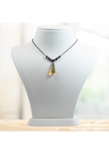 Damla Kehribar Taşı Gümüş Kolye (Özel Seri)