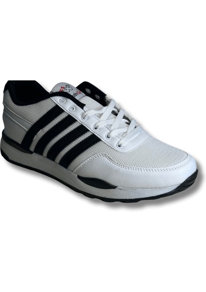 Beyaz Siyah Şeritli Erkek Sneaker Spor Ayakkabı 41 fırsatları