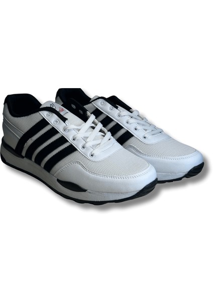 Beyaz Siyah Şeritli Erkek Sneaker Spor Ayakkabı 41 indirimleri