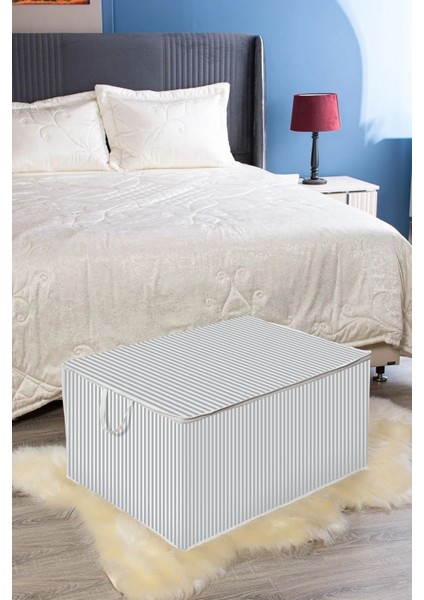 Gri Çizgili Yastık Yorgan Hurcu, 75X40X40 Cm, Konfor ve Şıklık Sunar