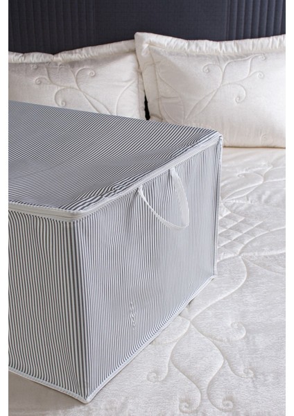 Gri Çizgili Yastık Yorgan Hurcu, 75X40X40 Cm, Konfor ve Şıklık Sunar modelleri