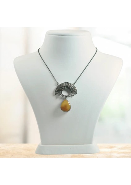 Kehribar Taşı Gümüş Kolye (Özel Seri)