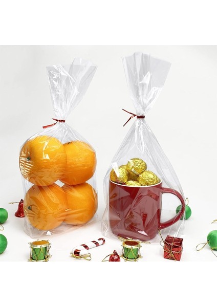 100 Adet 20X30 Düz (Bantsız) Şeffaf Jelatin Parlak Kurabiye Aksesuar Poşeti Ambalaj Paketi fırsatları