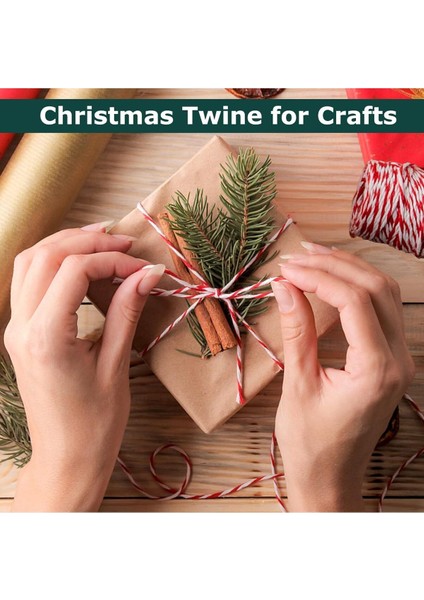 10 Metre Kırmızı-Beyaz Pakeleme Ipi Hediye Süsleme Ipi Marteniçka Bileklik Paket Ipi