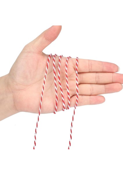10 Metre Kırmızı-Beyaz Pakeleme Ipi Hediye Süsleme Ipi Marteniçka Bileklik Paket Ipi