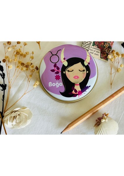 Boğa Burcu 5 # Desenli Metal Kutu#sabun Kutusu#anahtarlık Kutusu#mum Kutusu#küçük Takı Kutusu