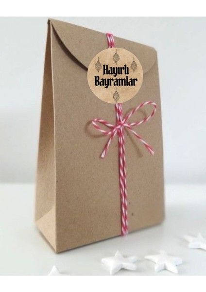 Ikili Paketleme Etiketi Yuvarlak Hayırlı ve Mutlu Bayramlar Yazan Yapışkanlı Etiket 20 Adet fırsatları