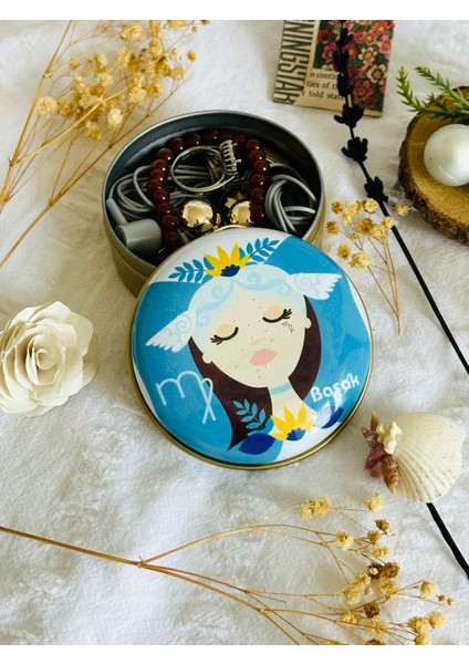 Başak Burcu 4 # Desenli Metal Kutu#sabun Kutusu#anahtarlık Kutusu#mum Kutusu#küçük Takı Kutusu fırsatları