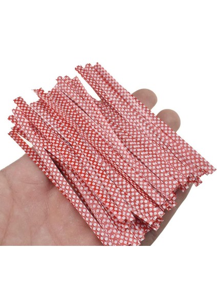 100 Adet Puantiyeli Kırmızı Tel Klips Poşet Ağzı Kapatma Teli Poşet Bağı Poşet Klipsi