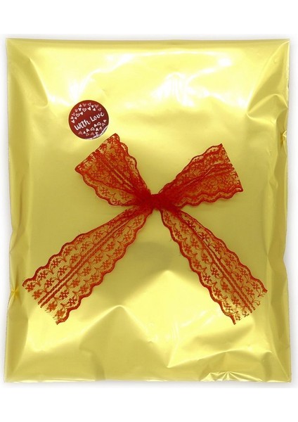25X35 Altın Sarı Yapışkanlı Metalize Hediye Poşeti Metalik Gold Hediye Ambalaj Paketi 10 Adet
