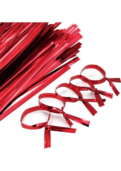 100 Adet Kırmızı Tel Klips Poşet Ağzı Kapatma Teli Poşet Bağı Poşet Klipsi