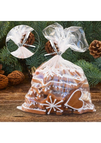 100 Adet Gümüş Poşet Bağlama Teli Poşet Ağzı Kapatma Teli Poşet Bağı Poşet Klipsi