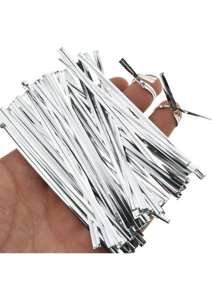 100 Adet Gümüş Poşet Bağlama Teli Poşet Ağzı Kapatma Teli Poşet Bağı Poşet Klipsi fiyatları