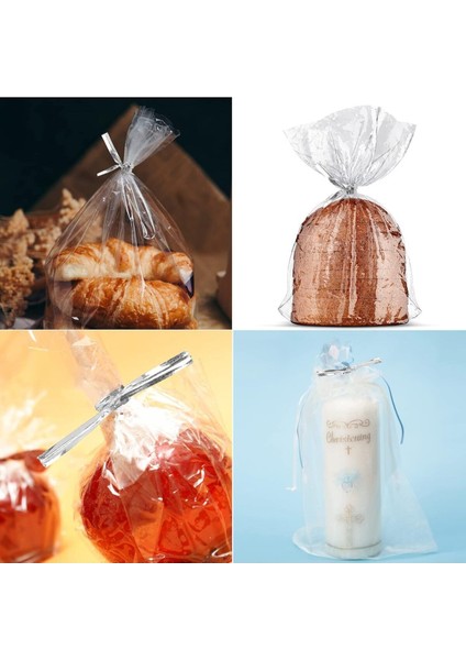 100 Adet Gümüş Poşet Bağlama Teli Poşet Ağzı Kapatma Teli Poşet Bağı Poşet Klipsi