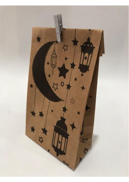 100 Lü 12X25 Ramazan Kurban Bayram Temalı Dik Duran Hediye Paketleme Kağıdı Kutusu