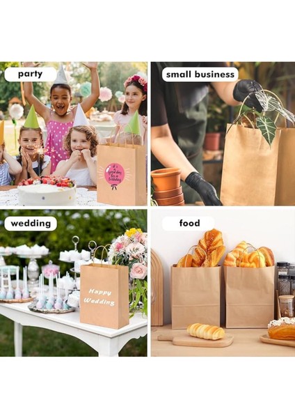 Kraft Hediye Kağıt Çanta 5 Adet Büküm Saplı 25x12x31 cm Doğal ve Şık Tasarım