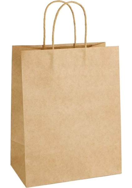 Kraft Hediye Kağıt Çanta 5 Adet Büküm Saplı 25x12x31 cm Doğal ve Şık Tasarım fırsatları