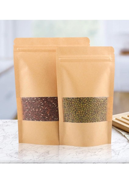 10 Adet 13X22 Kraft Doypack Kahve, Çay, Kuruyemiş, Baharat, Kuru Gıda, Gıda Koruma Poşetleri
