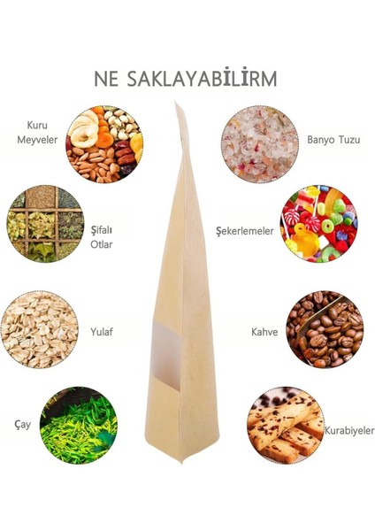 10 Adet 13X22 Kraft Doypack Kahve, Çay, Kuruyemiş, Baharat, Kuru Gıda, Gıda Koruma Poşetleri