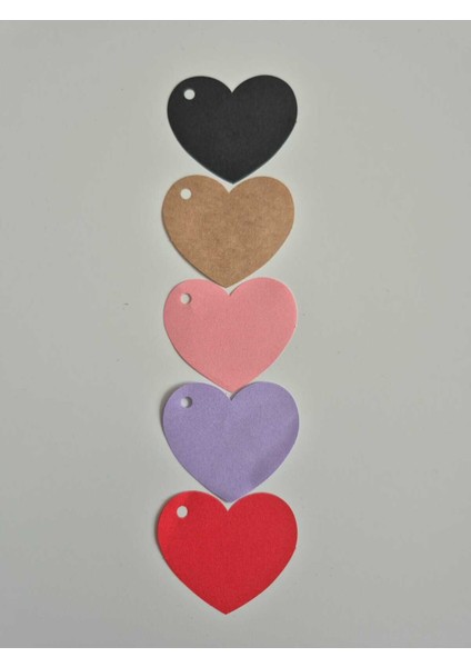 20 Adet Karışık Renk Kalp Şekilli Paketleme Kesiti Delikli Karton Etiket Ürün Kartı