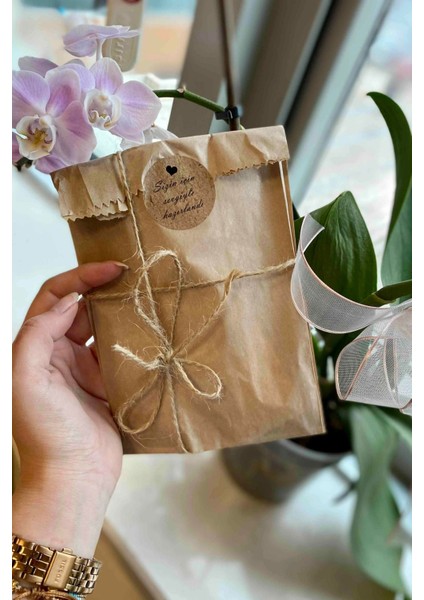 Kraft Hediye Paketi Ambalaj Poşeti Şamua Kese Kağıdı 50ADET 12X20X3