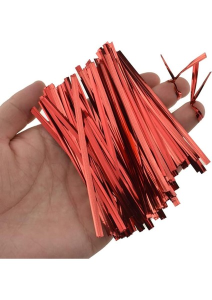 100 Adet Kırmızı Tel Klips Poşet Ağzı Kapatma Teli Poşet Bağı Poşet Klipsi
