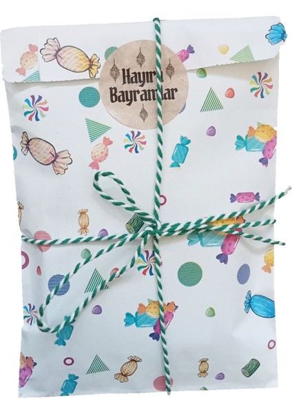 4lü Set Bayram Hediye Kiti Hediye Paketi, Harçlık Poşeti, Süs Ipi, Etiket