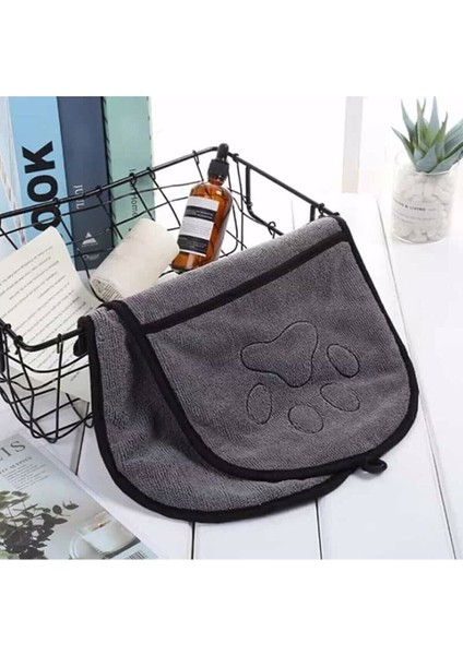 Yumuşak Mikrofiber Hayvan Kurulama Seti, 80X25 Cm, Eldiven ve Bezi ile Kolay Kullanım