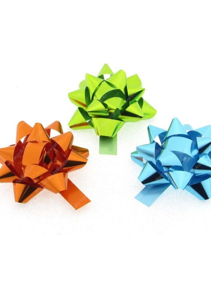 4 Adet Büyük Boy Karışık Renk Fiyonk Rafya Hediye Paketi Süsü -10 cm