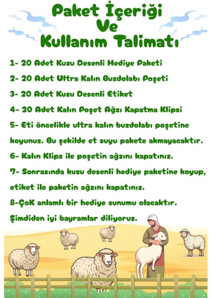 4lü Set Bayram Et Hediye Seti (Hediye Paketi+ Ultra Kalın Buzdolabı Poşeti+Etiket+ Klips) modelleri