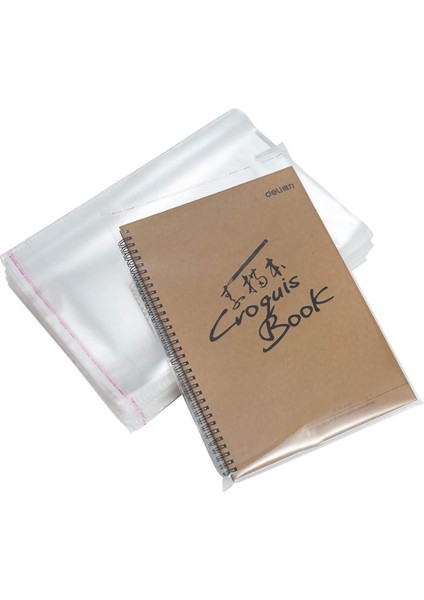 100 Adet 20X35 Kitap Defter Ambalaj Poşeti Bantlı Jelatin Şeffaf Yapışkanlı Parlak Poşet modelleri