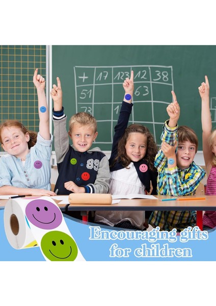30 Adet Gülen Yüz Etiketi 6 Farklı Renk Yapışkanlı Etiket (Mavi, Sarı, Siyah, Yeşil, Pembe, Kırmızı)
