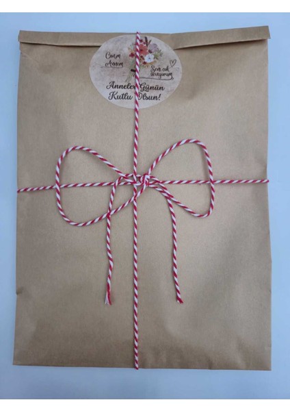 1 Adet 25X35 Orta Boy Anneler Günü Hazır Hediye Paketi Seti (Hediye Paketi + Ip+ Etiket)